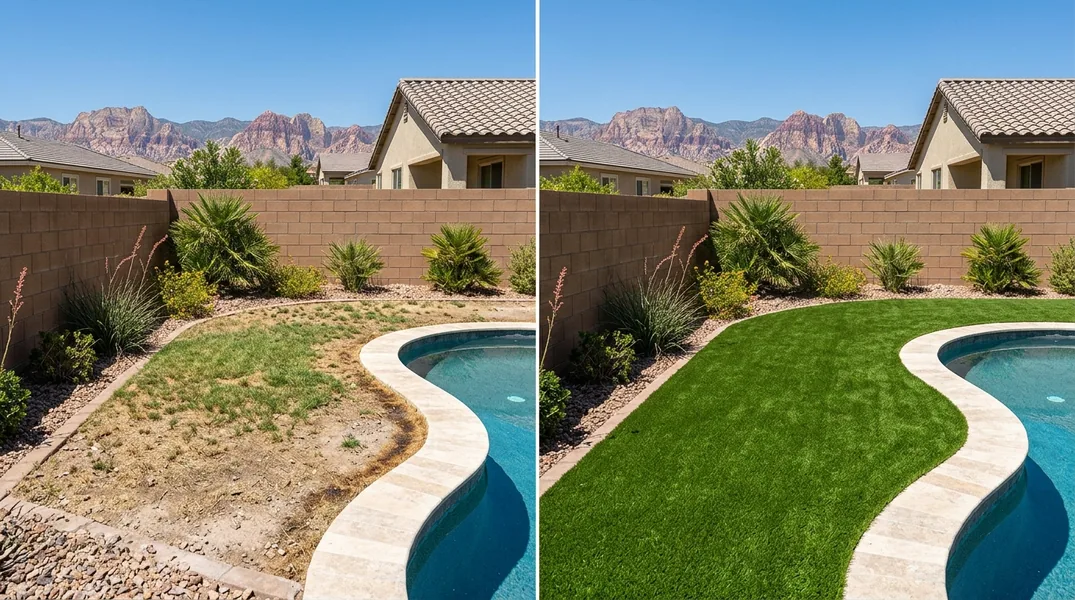 Result artificial grass installation in Las Vegas - Las Vegas Turf Installation